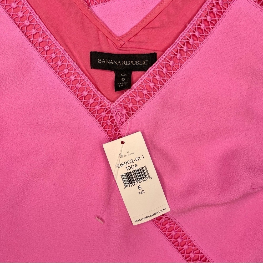Banana Republic Pink Shift Dress w Lace Trim 6 Small Nwt - Picture 10 of 11